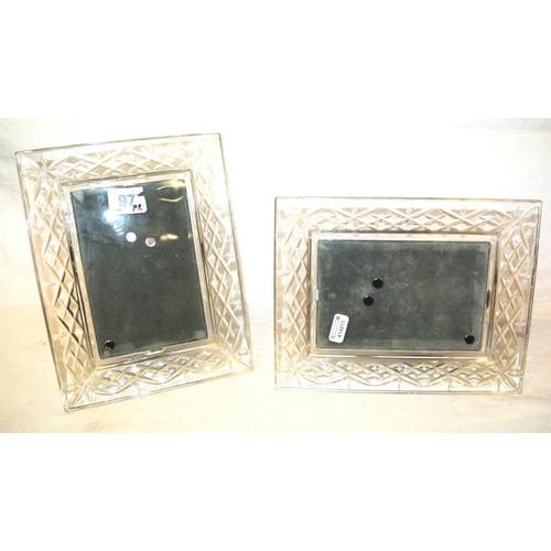 178 - Pair of glass crystal photograph frames with faceted decoration