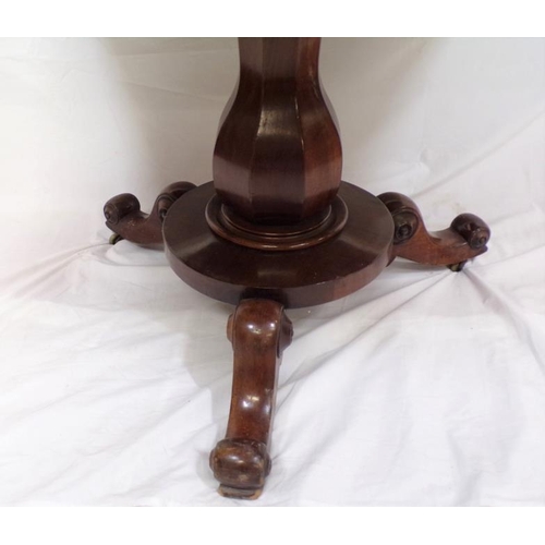 180 - William IV mahogany tea table with swivel fold-over top, baluster shaped column with collar, on circ... 