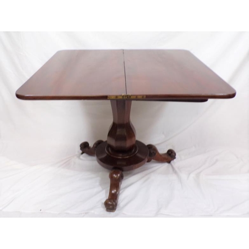 180 - William IV mahogany tea table with swivel fold-over top, baluster shaped column with collar, on circ... 