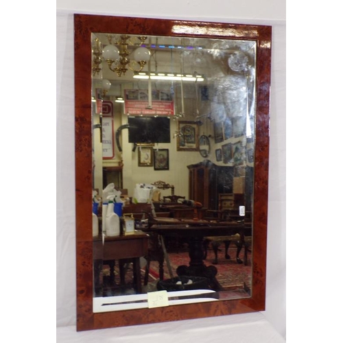 219 - Edwardian style walnut framed oblong bevelled glass wall mirror, 76x50cm