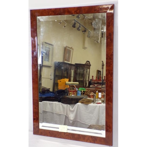 219 - Edwardian style walnut framed oblong bevelled glass wall mirror, 76x50cm