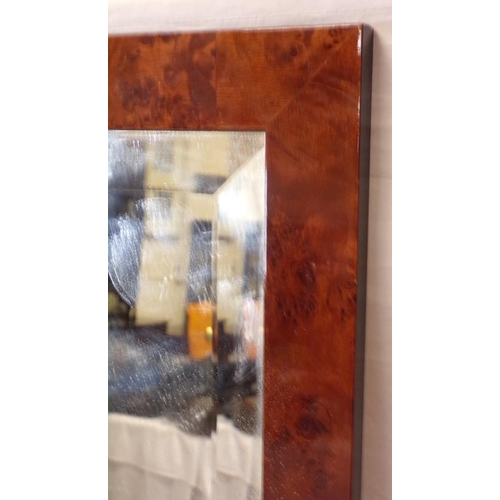 219 - Edwardian style walnut framed oblong bevelled glass wall mirror, 76x50cm