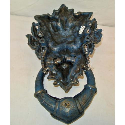 224 - Gothic style metal door knocker, ornately decorated