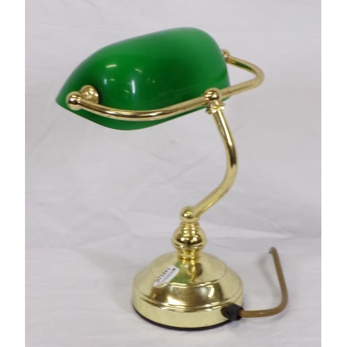 229 - Small brass bankers lamp with green tinted shade