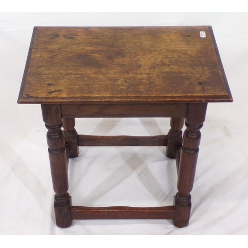 26 - Georgian oak low rectangular table with turned columns and stretchers