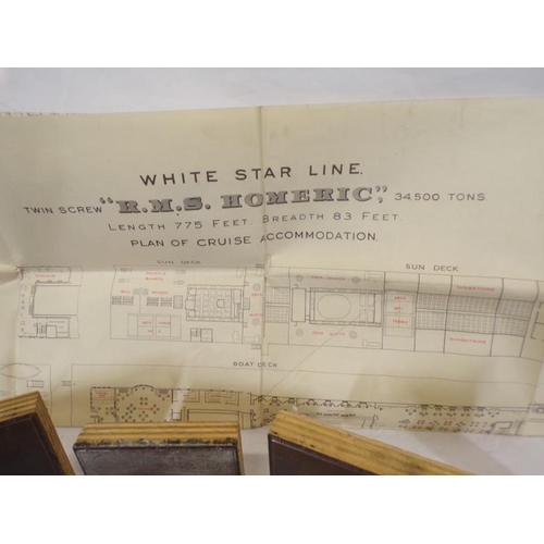 281 - Assorted lot of White Star line ephemera, inc Large drawings of R.M.S HOMERIC Plans  of crew accommo... 