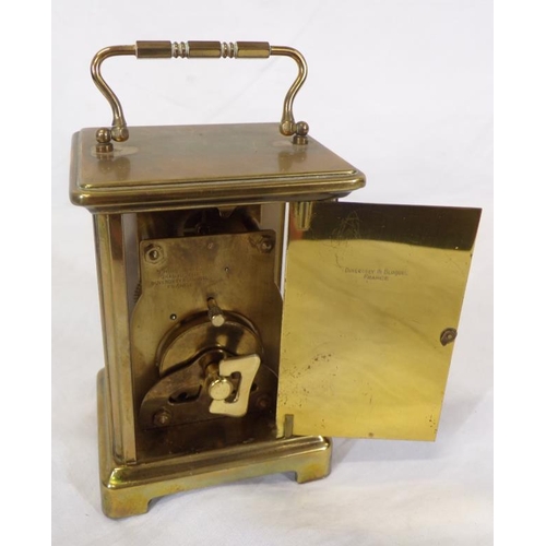 284 - Bayard French brass cased carriage clock with handle