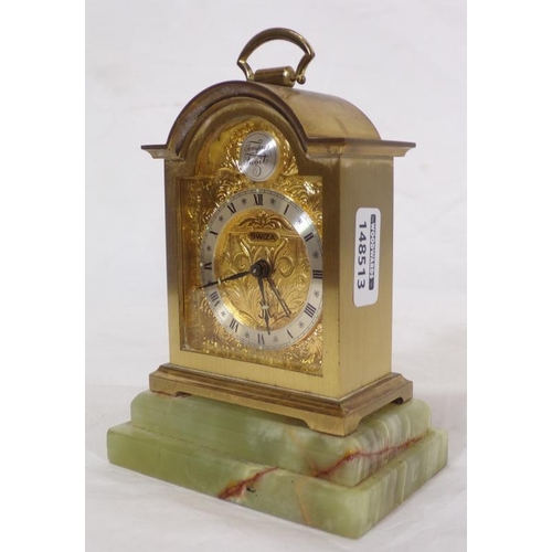 290 - Swiss Swiza domed carriage clock on marble base