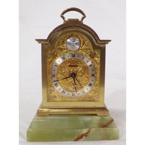 290 - Swiss Swiza domed carriage clock on marble base