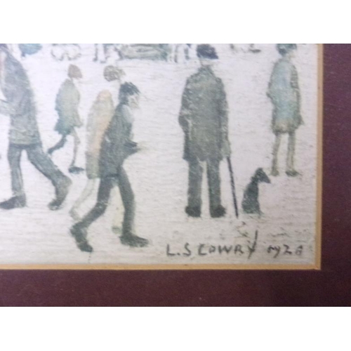 311 - After L S Lowry 'Outside the mill, the meeting 1928' print 27x49cm