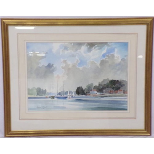 313 - Ivan Taylor 'Evening on the Orwell' watercolour 34x50cm signed