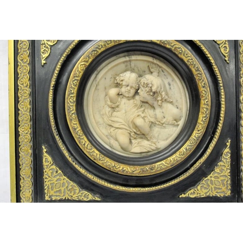 334 - Pair of circular figured plaques in ornate gilt decorated frames 19cm diameter, frames 43x43cm