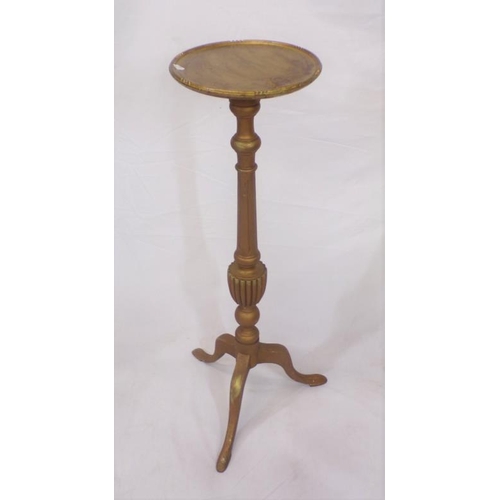 34 - Victorian style round torchere or plant stand with reeded shaped column on tripod