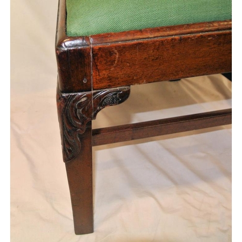 341 - Georgian mahogany occasional chair with pierced splat, scroll and foliate carved rails, drop-in seat... 