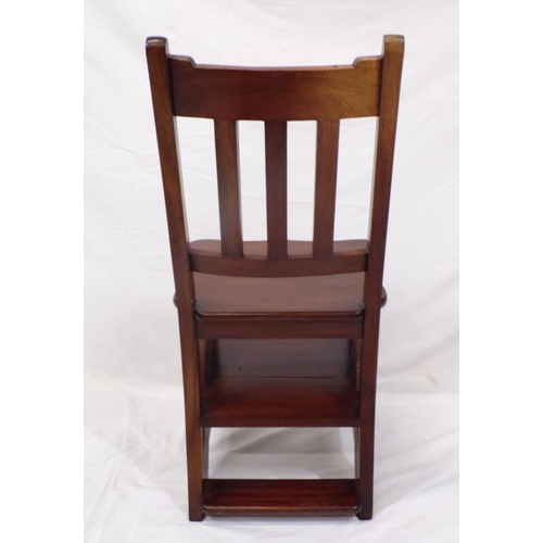 346 - Edwardian style mahogany metamorphic library chair / steps with railed back and shaped legs