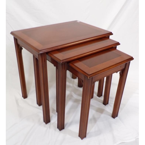 49 - Edwardian design nest of three tables of graduating sizes, with reeded legs