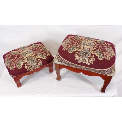 5 - Two footstools with upholstered tops and shaped legs