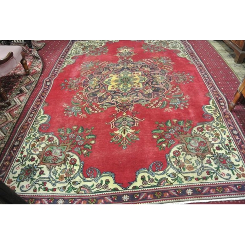 56 - Multi coloured ground vintage Persian Tabriz carpet with floral medallion design