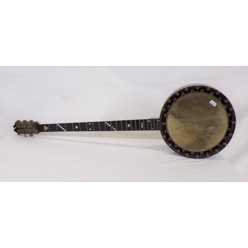 77 - Vintage Windsor patent banjo with mahogany and rosewood inlay, 90cm