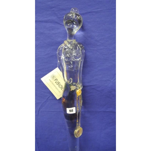 98 - 'Fusion Art' glass sculpture of a lady, 75cm