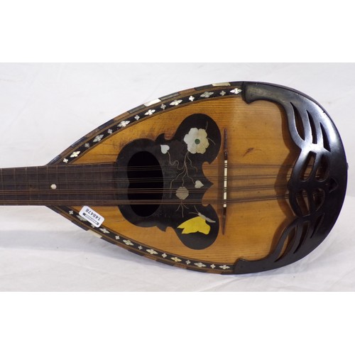 78 - Vintage yew and mahogany mandolin with ornate inlay