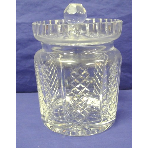 242 - Waterford Crystal cut glass biscuitaire with faceted cut and lid