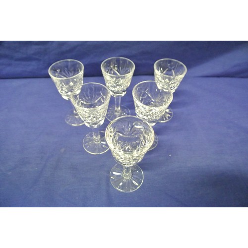 246 - Set of 6 Waterford crystal wine glasses with faceted decoration, hexagonal stems and round bases