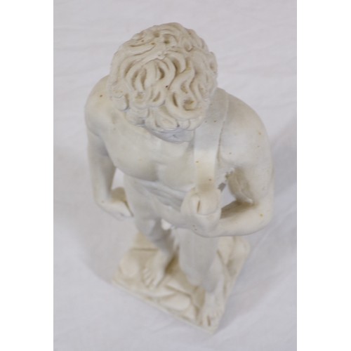 283 - Roman style plaster figure of Adonis, on square base