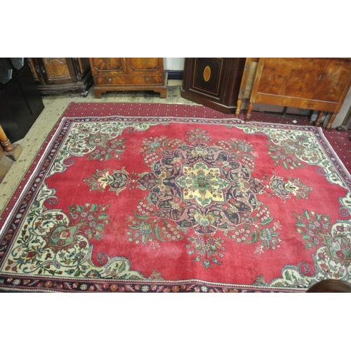 13 - Multi coloured ground vintage Persian Tabriz carpet with floral medallion design