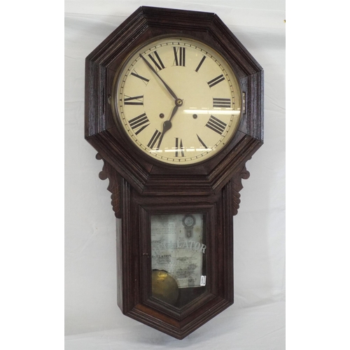 28 - Edwardian mahogany cased regulator clock with framed dial and pendulum