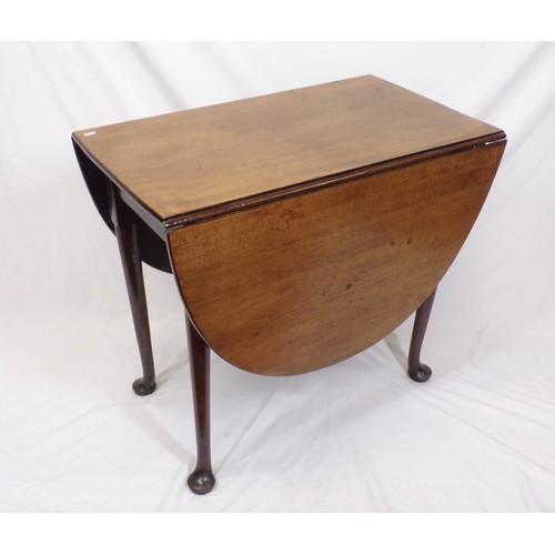 56 - Victorian mahogany Pembroke table with D-shaped drop leaves, pull-out gateleg support, on cabriole l... 