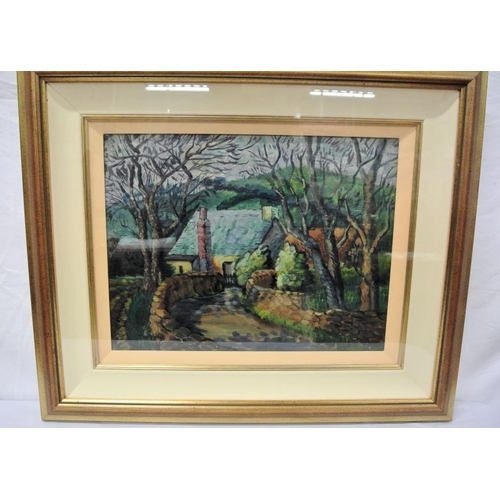 313 - J. Topping ' Country cottage' oil on canvas 30x42cm signed