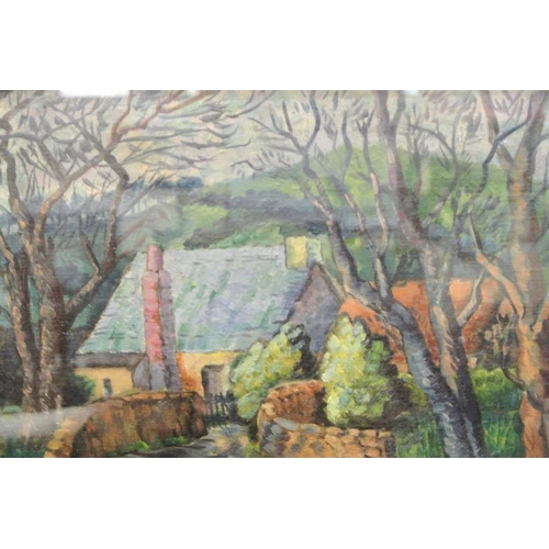 313 - J. Topping ' Country cottage' oil on canvas 30x42cm signed