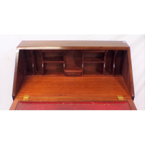 125 - Edwardian inlaid mahogany bureau with inlaid fall-out front, pull-out supports, fitted interior, fri... 