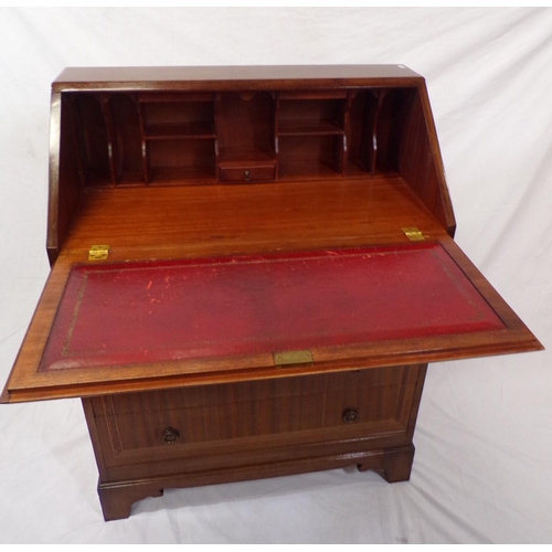 125 - Edwardian inlaid mahogany bureau with inlaid fall-out front, pull-out supports, fitted interior, fri... 