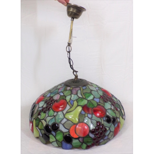 132 - Ornate Art Deco hanging hall light shade with multi-coloured panels