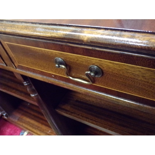 15 - Pair of Edwardian style oblong cabinets with three drawers each, brass drop handles, adjustable shel... 