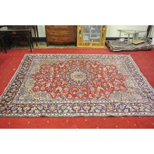 167 - Vintage red and blue ground Persian Isvahan carpet