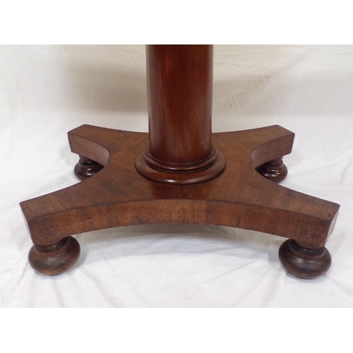 170 - William IV crossbanded mahogany card table with swivel fold-over top, on turned tapering column with... 