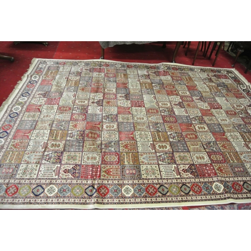 193 - Large ivory ground full pile Kashmir carpet with Persdian panel design