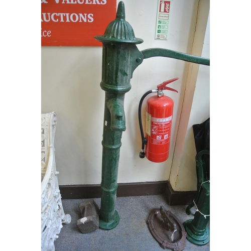 202 - Cast iron water pump with shaped finial and handle