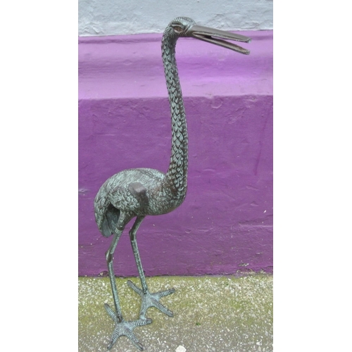 206 - Pair of metal ornaments of cranes