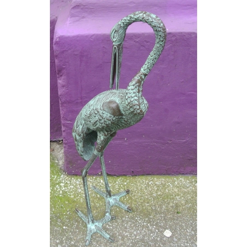 206 - Pair of metal ornaments of cranes