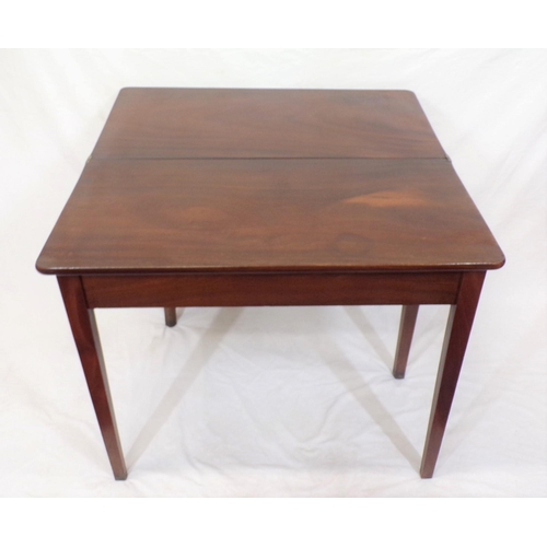 210 - Georgian mahogany tea table with fold-over top, pull-out gateleg support, on square tapering legs wi... 