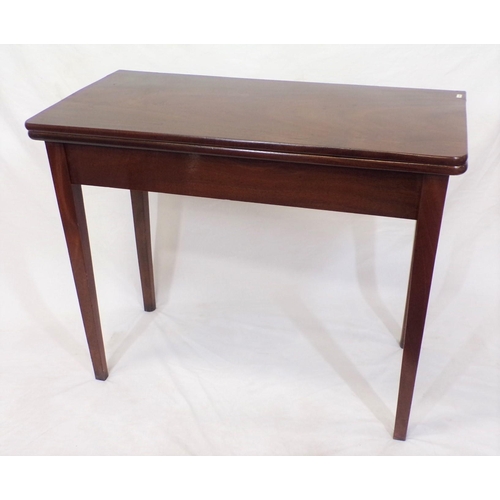 210 - Georgian mahogany tea table with fold-over top, pull-out gateleg support, on square tapering legs wi... 