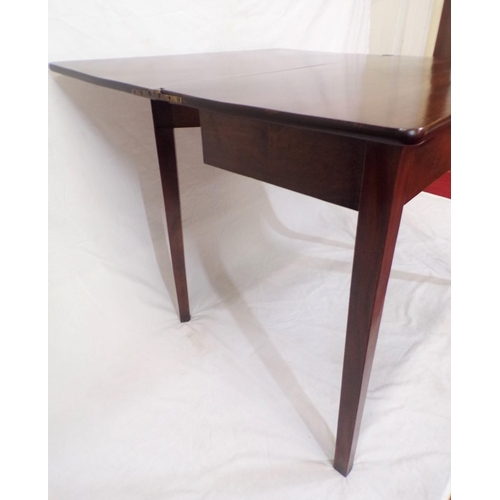 210 - Georgian mahogany tea table with fold-over top, pull-out gateleg support, on square tapering legs wi... 