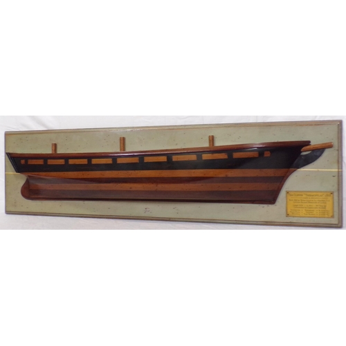 212 - Pair of Victorian style half hull model ships 'Argonaut 1876' and 'Tea clipper Thermopylae 1868'