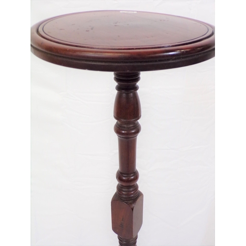 214 - Victorian mahogany round jardiniere or bust stand with turned column and round base