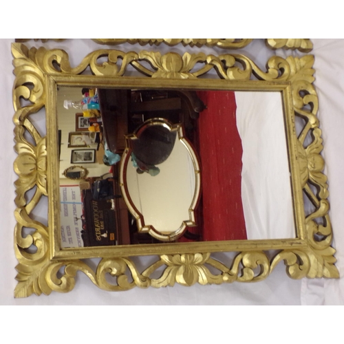 227 - Pair of ornate gilt framed mirrors with scroll decoration 82x60cm each