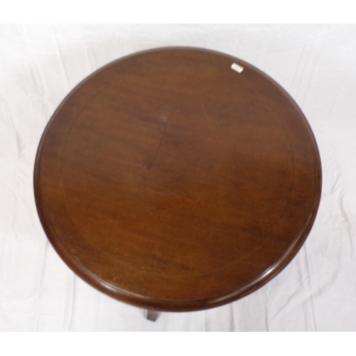 234 - Edwardian round inlaid mahogany occasional or coffee table with shaped legs and stretchers